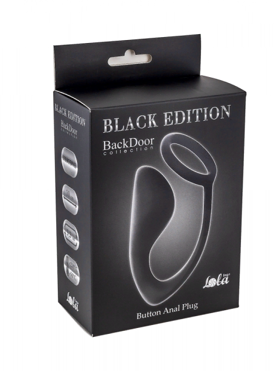 Мужской анальный стимулятор с кольцом на пенис Button Anal Plug Black