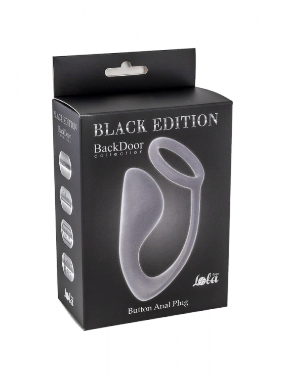 Мужской анальный стимулятор с кольцом на пенис Button Anal Plug Grey