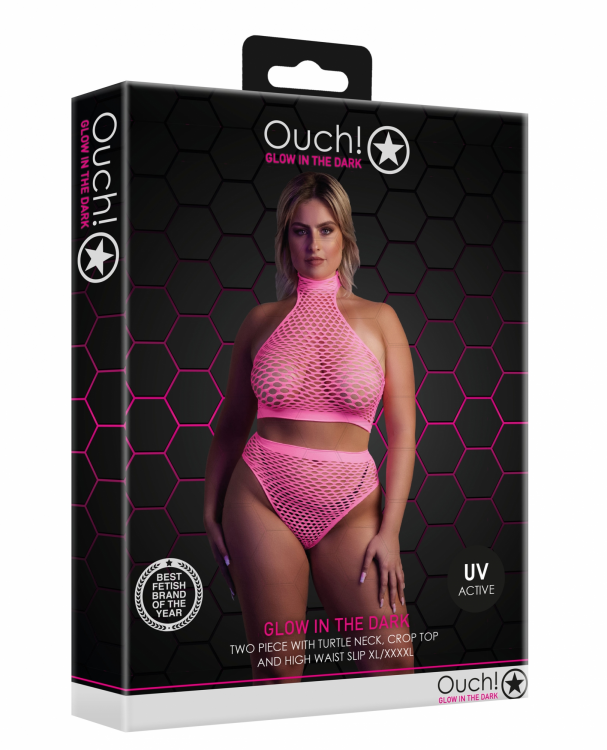 Топ и трусики Turtle Neck and High Waist Slip - Pink - XL/XXXXL