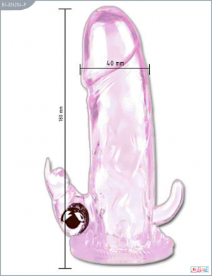 Насадка с вибропулькой, гладкая, розовая, 40х180 мм