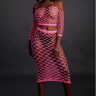 Топ в комплекте с нижней юбкой Long Sleeve Crop Top and Long Skirt - Pink - XS/XL