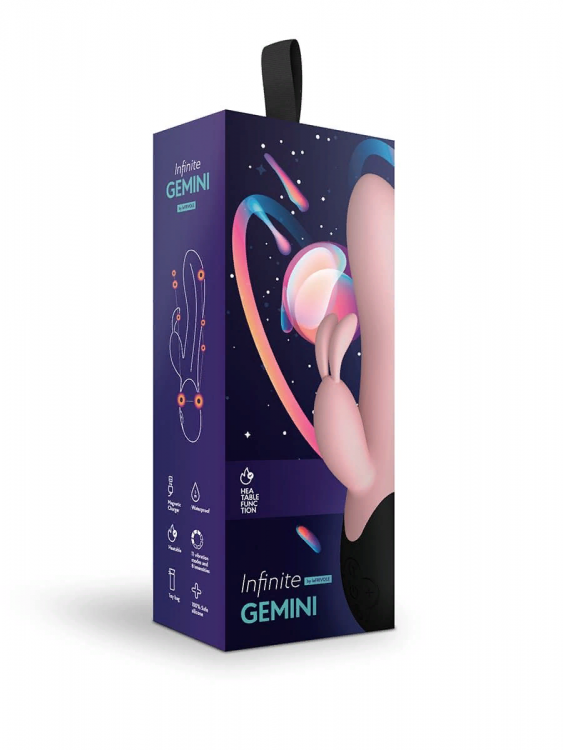 Нагреваемый вибратор кролик Gemini, цвет персиковый (INFINITE collection)