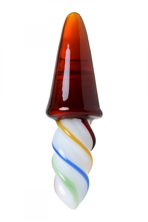 Двусторонний фаллоимитатор Sexus Glass, стекло, янтарно-разноцветный, 16 см