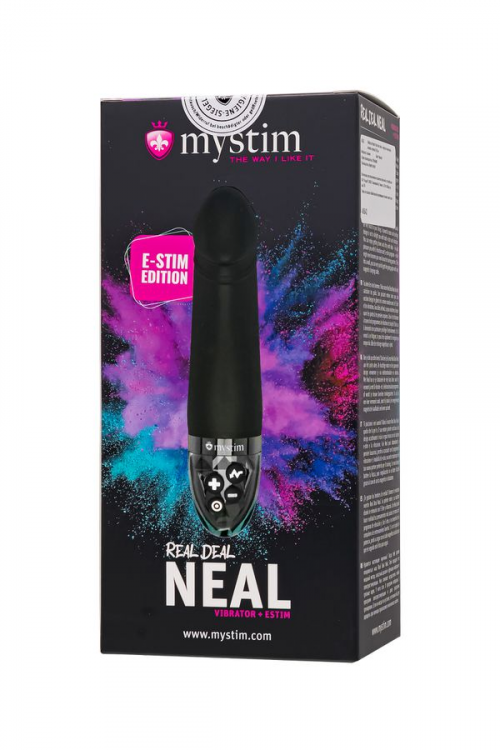 Вибратор Mystim Real Deal Neal с электростимуляцией, силикон, черный, 16,5 см