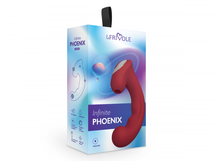 Вакуумный клиторальный стимулятор с отростком Phoenix, цвет Бордовый (INFINITE)