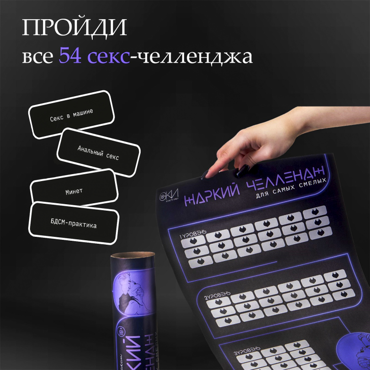 Плакат для двоих Оки- Чпоки «Жаркий челлендж» , со скретч-слоем, А3, 18+