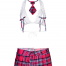 Костюм школьницы Candy Girl (топ, юбка, галстук), розово-белый, OS