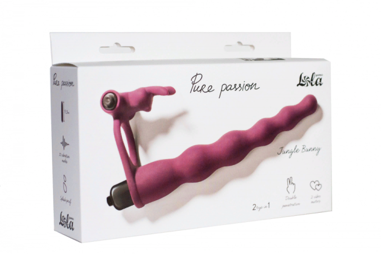 Вибронасадка для двойного проникновения Pure Passion Bunny Wine red